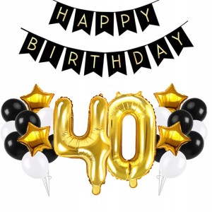 Zestaw Balony na 40 Urodziny HAPPY BIRTHDAY GOLD