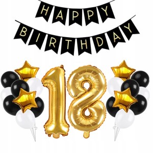 Zestaw Balony na 18 Urodziny HAPPY BIRTHDAY GOLD