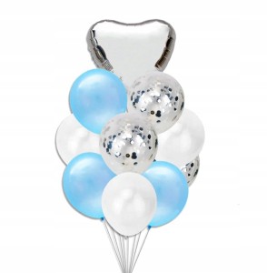 BUKIET BALONÓW Pearl & Blue z Konfetti