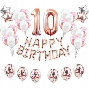 Zestaw Balonów na 10-te Urodziny ROSE GOLD Balony