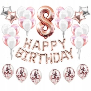 Zestaw Balonów na 8-me Urodziny ROSE GOLD - Balony