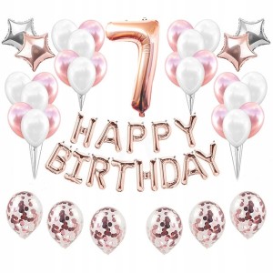 Zestaw Balonów na 7-me Urodziny ROSE GOLD