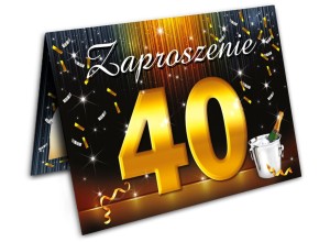 Zaproszenia na 40 Urodziny Złote 40 z Kopertami 10szt