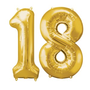 Balony foliowe cyfry 18 osiemnastka 100 cm złote