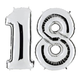 Foliowe balony 18 na osiemnastkę 100 cm srebrne
