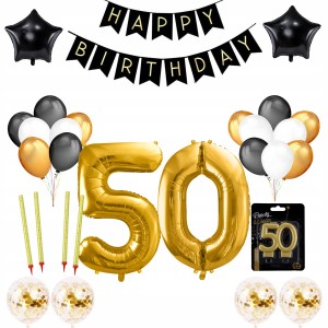 Zestaw Balony na 50-te Urodziny HAPPY BIRTHDAY