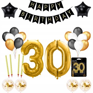 Zestaw Balony na 30-ste Urodziny HAPPY BIRTHDAY