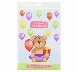 Drzewko życzeń MOJE 1 URODZINY Pink