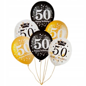 Zestaw BALONY na 50-te Urodziny z Konfetti - 6szt