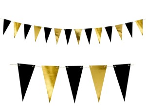 Flagi Baner Girlanda Czarno - Złota - 215cm