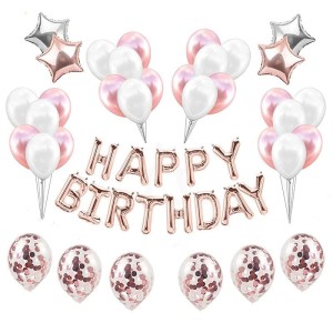 Zestaw Balonów na Urodziny ROSE GOLD z Konfetti
