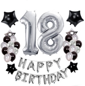 Zestaw Balonów na 18te Urodziny SILVER & BLACK