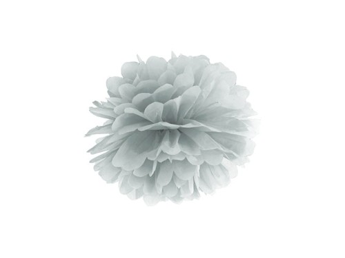 Pompon bibułowy, srebrny, 25cm_15492