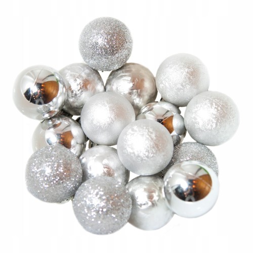 Zestaw Bombki SREBRNE na stroik - 3cm - 16szt_0