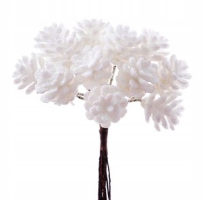 Białe Szyszunie Szyszki do dekoracji -- 12szt