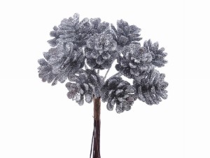 Srebrne Szyszunie Szyszki do dekoracji - 12szt