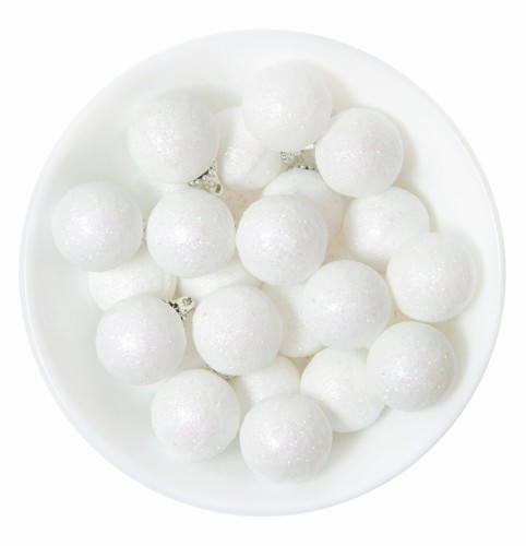 Bombki Brokatowe BIAŁE na stroik - 3cm - 24szt_0